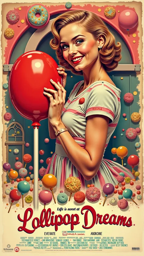 Here’s your polished vintage poster concept, fully embracing the **"Lollipop"** (1958) candy-themed nostalgia with a **1950s cin...
