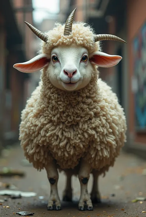 A dirty sheep with a modern haircut