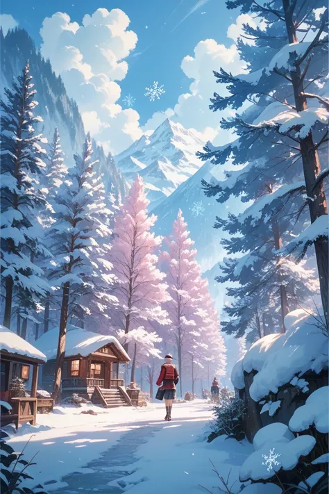 prompt for snowflakes and trees