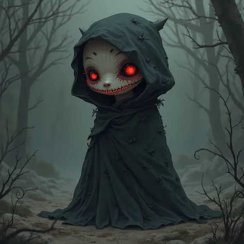 A paradoxically cute yet horrifying personification of Death, cloaked in a black shroud that seems to absorb all light, creating...