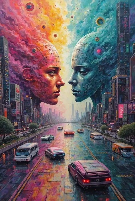 I want to create a FUTURISTIC ART... In this art I see the meeting of 2 worlds, as if it were a parallel universe, in one world ...