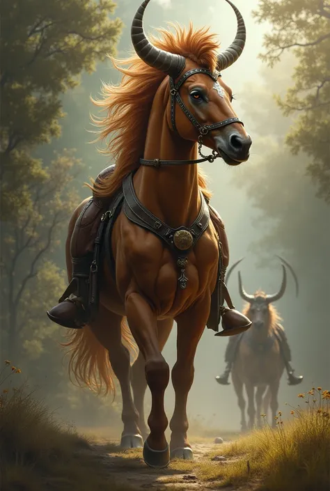 Create a centaur with a hard cock