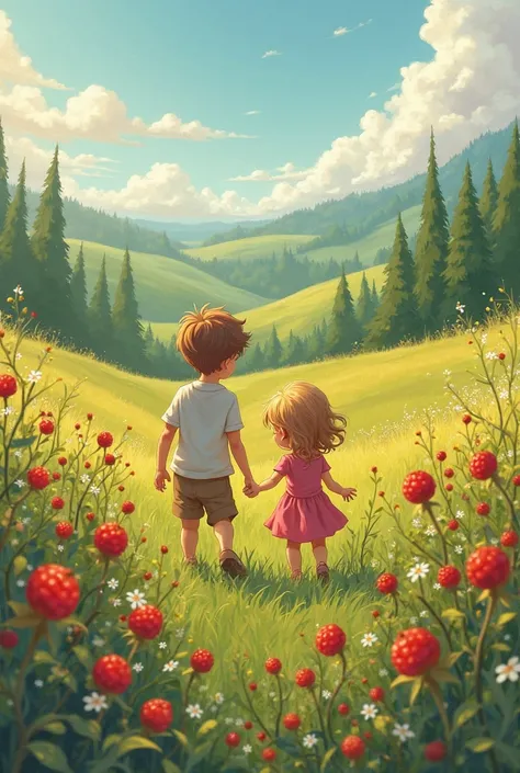 BOY AND GIRL i the red wildberries