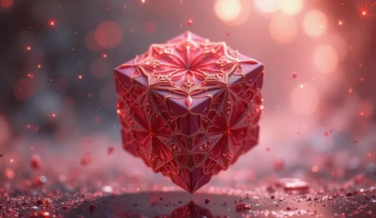 ruby fractal paper box floats in hyperspace
