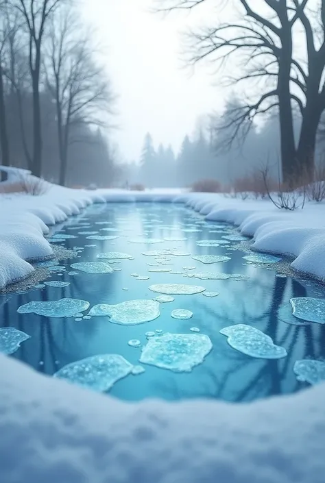 A pool with ice inside