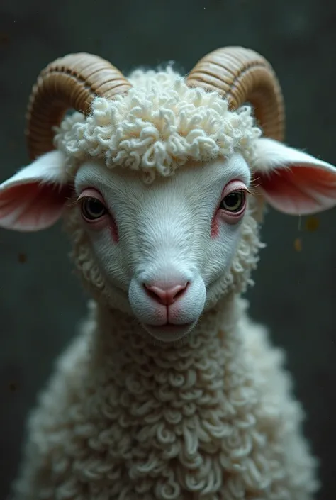 The guy is a lamb with medium hair in a bun,and lifeless eyes,bruises under the eyes