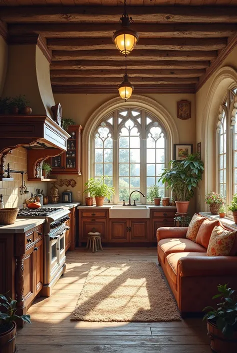 kitchen and living room right there that isn't modern