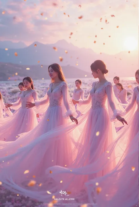 From kpop with colors like lilacs, Light pink and gold  