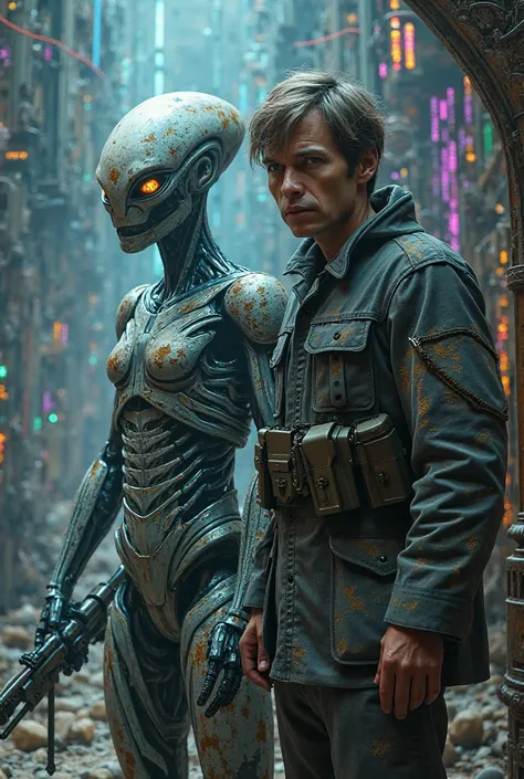 Put the word DeSmon79 in the Gothic alphabet and create a Cybernetic-like background with an alien and play a soldier from the S...