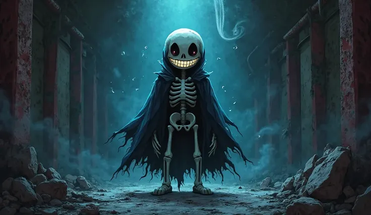 make a dark game style photo of undertale sans