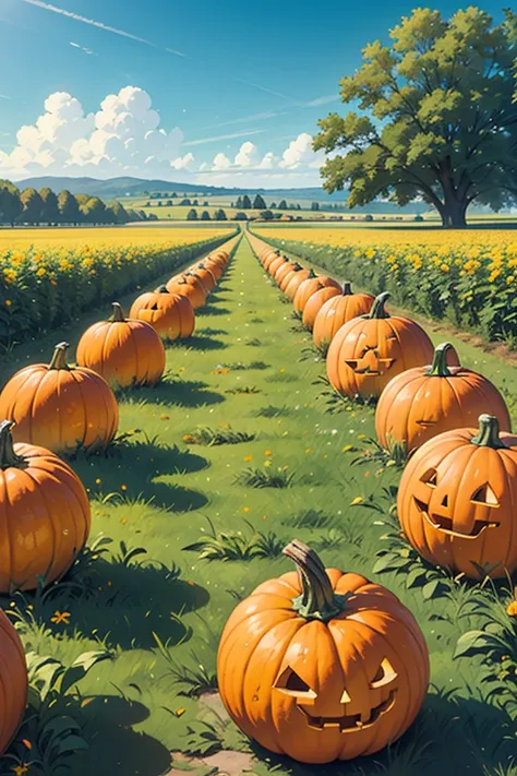 Pumpkins and fields