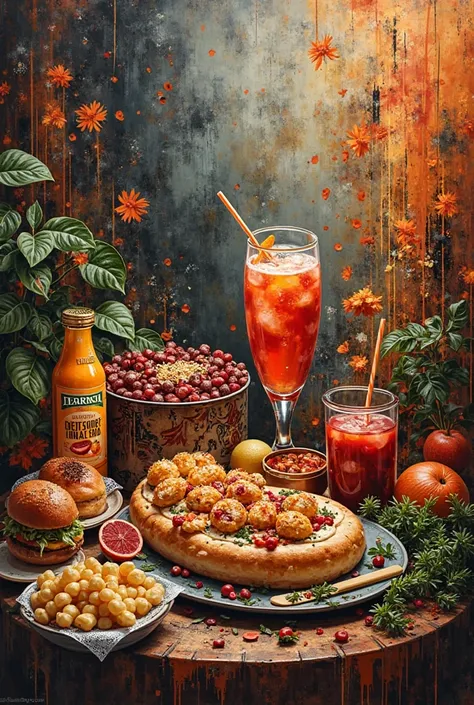 (Close-up de uma obra-prima: 1.5) 0.9], (Food and drinks : 1.2) (graffiti : 1.1) (Castanho e preto: 1.2) (moderno e juvenil: 1.0...