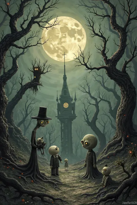 This same image but with the Tim Burton style