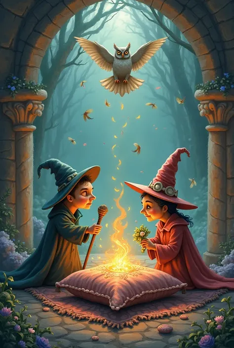 The Convent of the Mystical Pillows"
Prompt SeaArt (in English):
A magical academy where apprentice witches and spirit animals t...