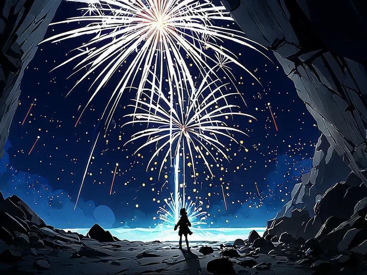 cave, 어두운 cave, Fireworks, cave속 마을, anime art wallpaper 4k , anime art wallpaper 4k , Animated Backgrounds, Anime Art Wallpap...