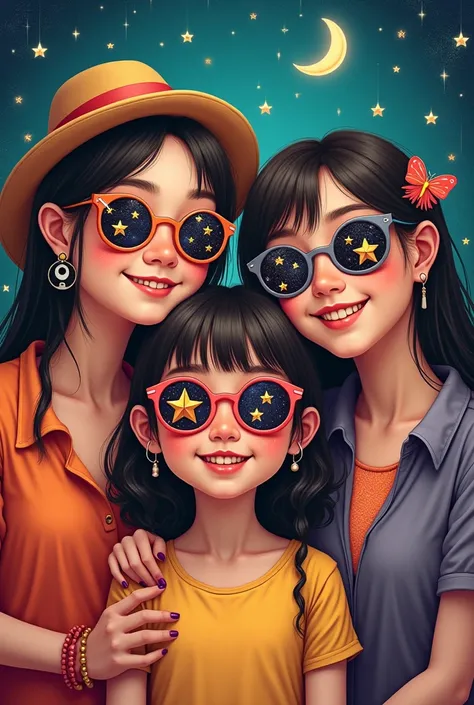 FAMILY A4 SIZE IMAGE ADD FAMILY MEMBERS LIKE THIS. WITH NAMES. MORE THAN CREATIVE PICTURESring glass sunglasses with stars and t...