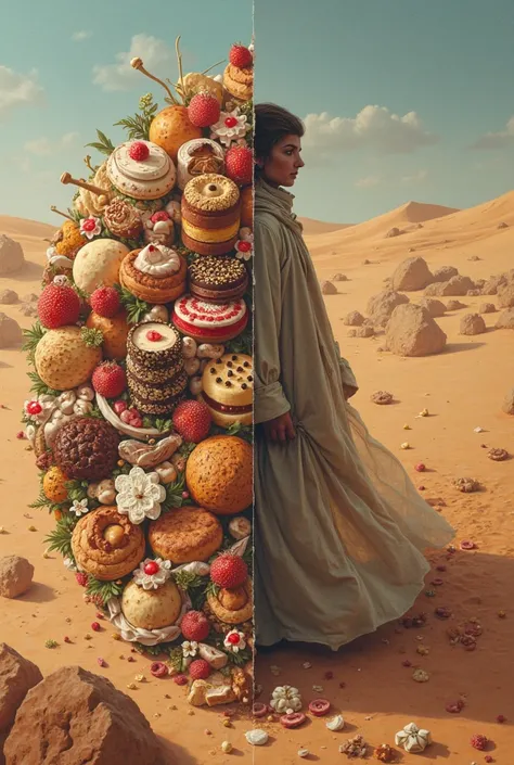 Create a picture to show the difference between desert and dessert