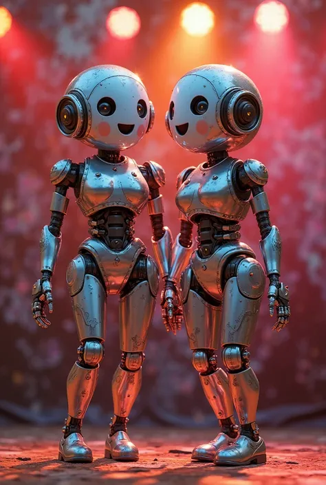 Sexy cumbia of 2 chubby and freckled singing robot girls singing cumbias about love