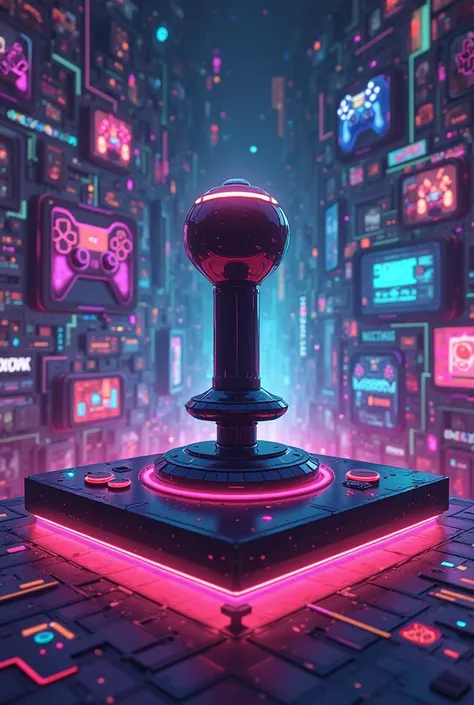 "Create a gaming-themed TikTok profile picture with pixel art style, featuring a joystick icon and game controller elements in v...