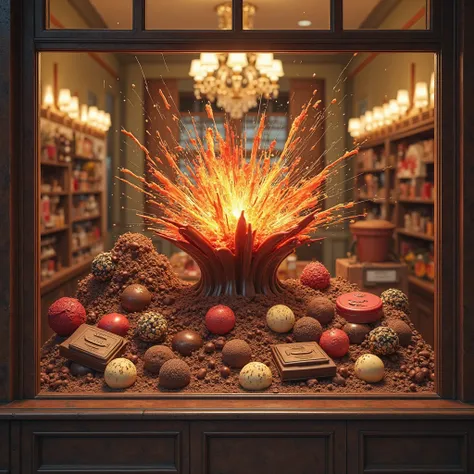 explosive chocolate in a shop window
