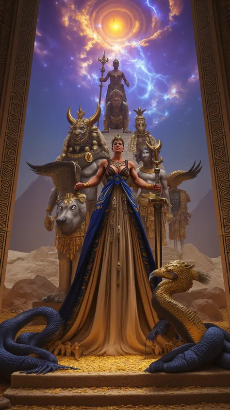 **Prompt:**  

*"A majestic and surreal depiction of a legendary Sumerian king and queen, standing in divine splendor amidst the...