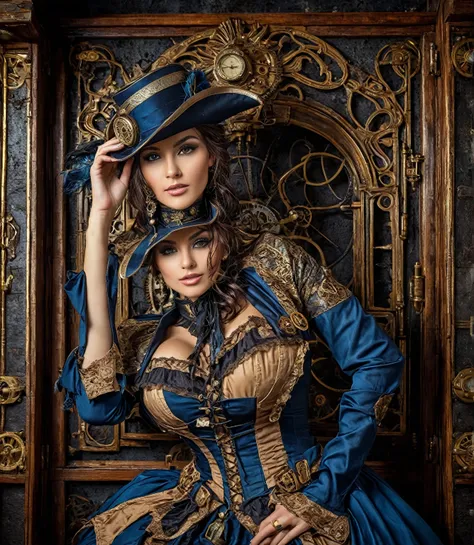Femme (ethnicity:1.2), (age:1.1), portant une magnifique robe victorienne steampunk (detailed clothing:1.2), (accessories:1.1), ...