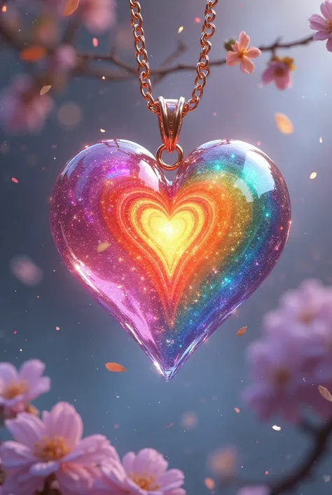 PENDANT, Rainbow heart