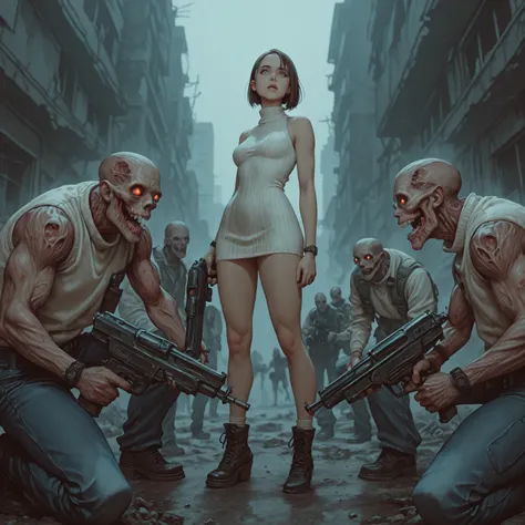 spooky night, great masterpiece, insanely detailed, ultra quality. highly detailed CAPCOM with Resident Evil series style, panic...
