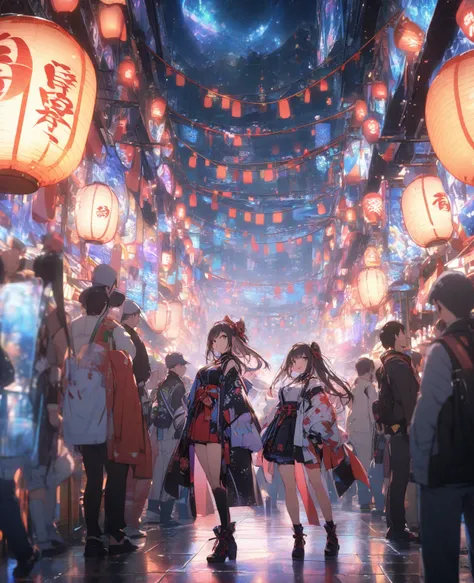Japanese Festival、one girl、futuristic atmosphere