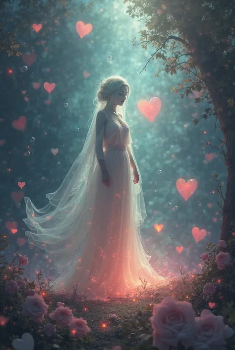 Bubbles hearts rainbow music dark colors and soft shaded muse