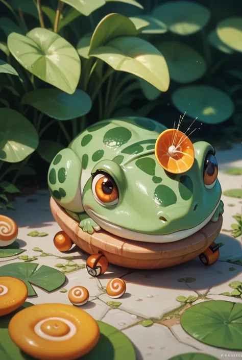 A frog being stared at by a snail
A frog being stared at by a snail