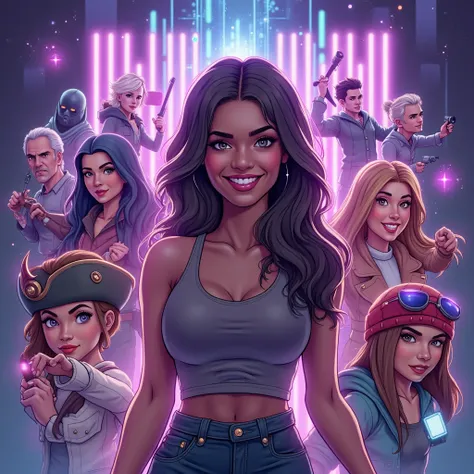 A dynamic, stylized lifestyle advertisement promoting , a gaming and online entertainment platform, centers on a confident young...
