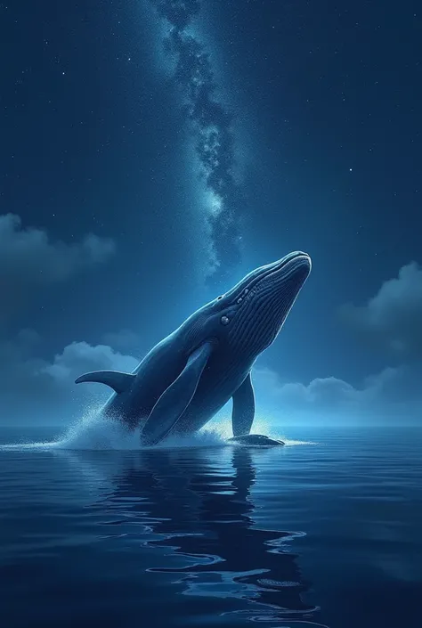 馃摳 Suggested Illustration: Image of a whale splashing in the ocean under a starry night sky with his mama nearby.