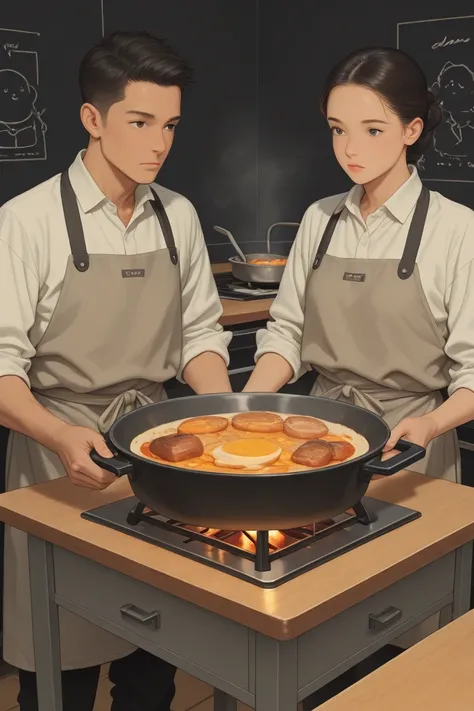 Draw a first-person cooking table without people, table only
