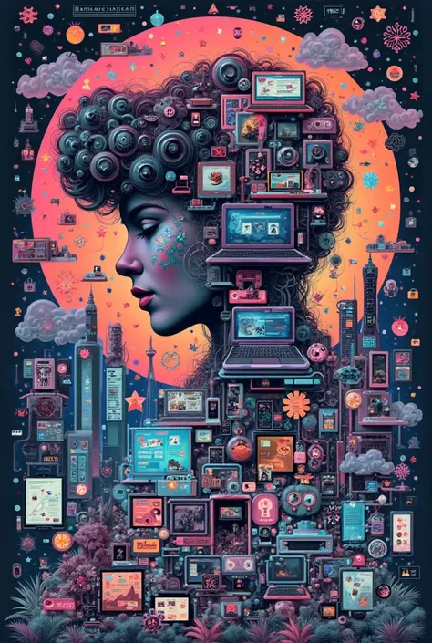 Create a collage of things that represented the millennial generation