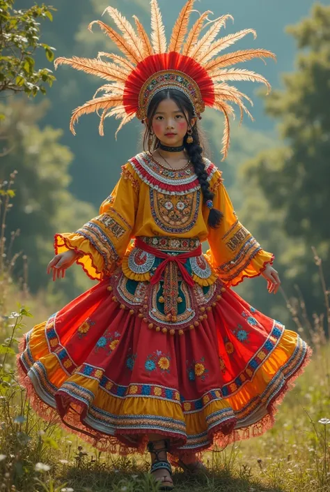 Country chick dressed in the costume of a Pujili dancer