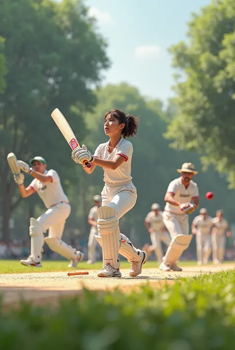 People playing cricket