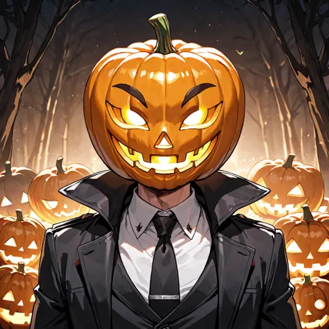 Smiling corrupted pumpkin head