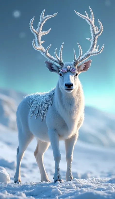Ice Elk Monarch — Glacial Dynasty
A photorealistic ultra-detailed 4K image of a majestic white elk standing in a vast frozen va...