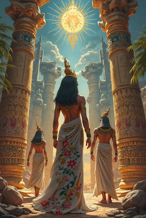 Egyptian painting mixed with Thai patterns