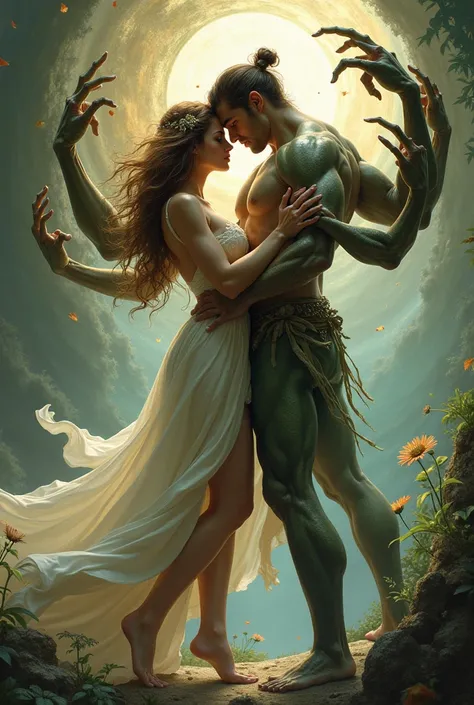 Woman having sex with a man of four