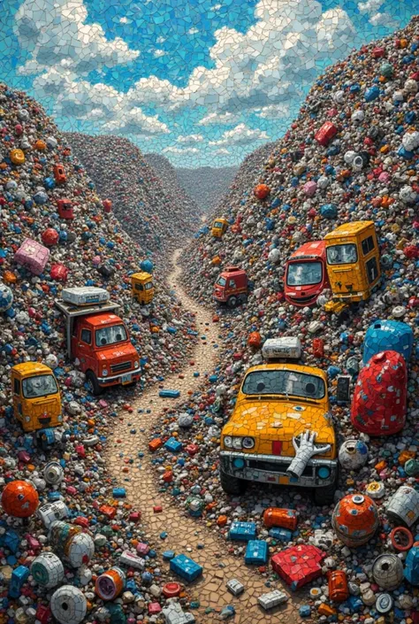 A mosaic of some kind or a landfill