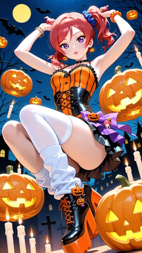 Ultra detailed, best quality, insanely detailed, beautiful, masterpiece, 1 girl, solo, maki nishikino, purple eyes, red hair, Pl...