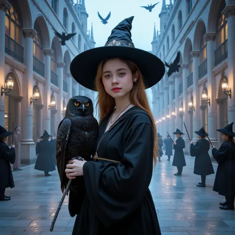 bich huong,A spectacular scene depicting "inside an ancient school, ancient European architectural style, shaped like Hogwarts i...
