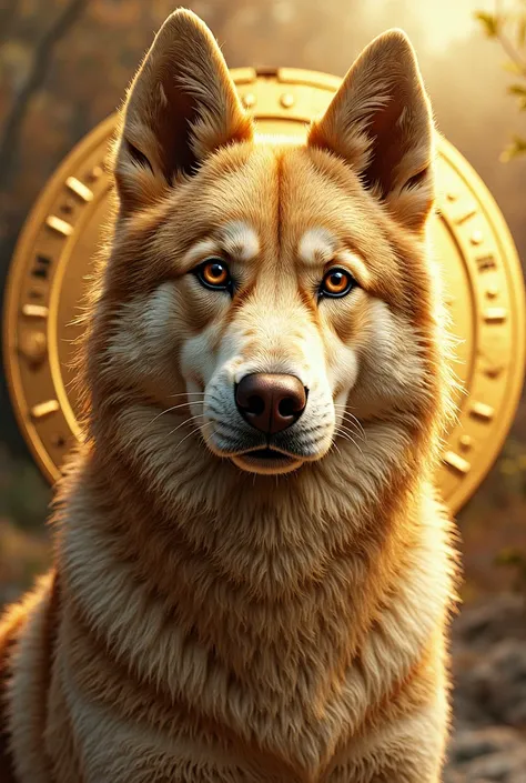 Golden husky coin logo 