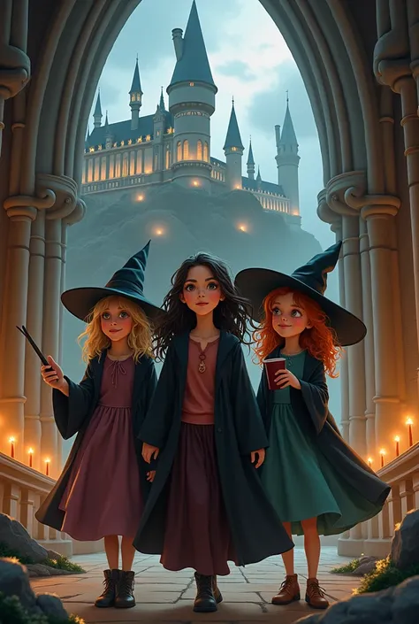 Do three girls two blondes and a brunette at Howarts