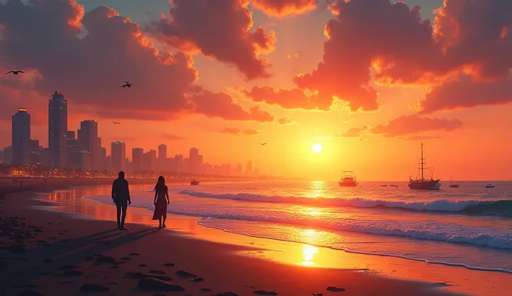Here’s a detailed and poetic prompt to generate an image based on your beautiful line:
**Prompt:**
*"A breathtaking sunset ...