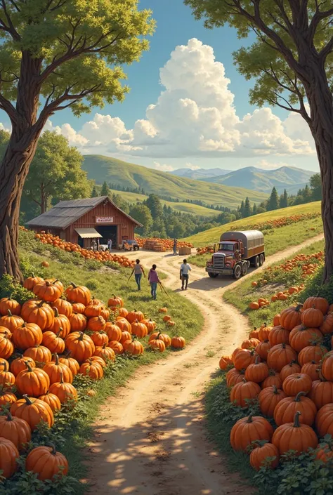 Create a pumpkin company the road has to be dirt