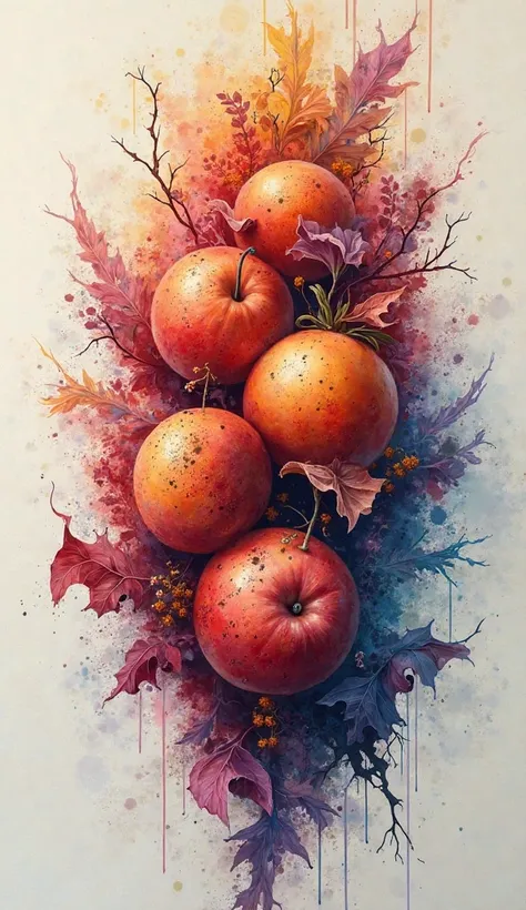 Ink fruits paper canvas amazing artwork