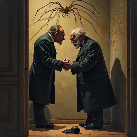 The dark corner of the hall. Przezniewski ( long-toed , with the face of an intriguer) whispers something into Admiral Gostinski...